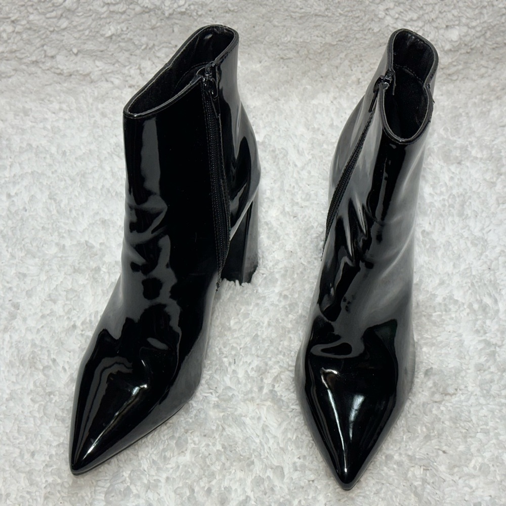 Black Patent Leather Ankle Boots